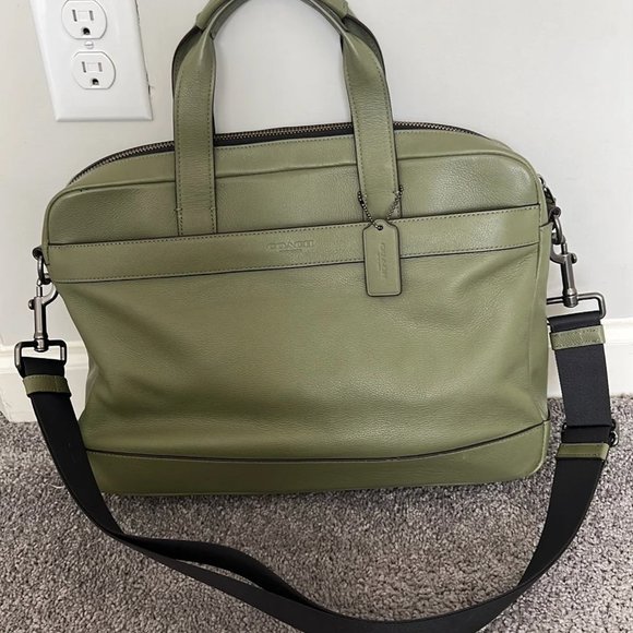 Coach - Adorable Green Pebble Leather Briefcase (MSRP $295) - Picture 1 of 5